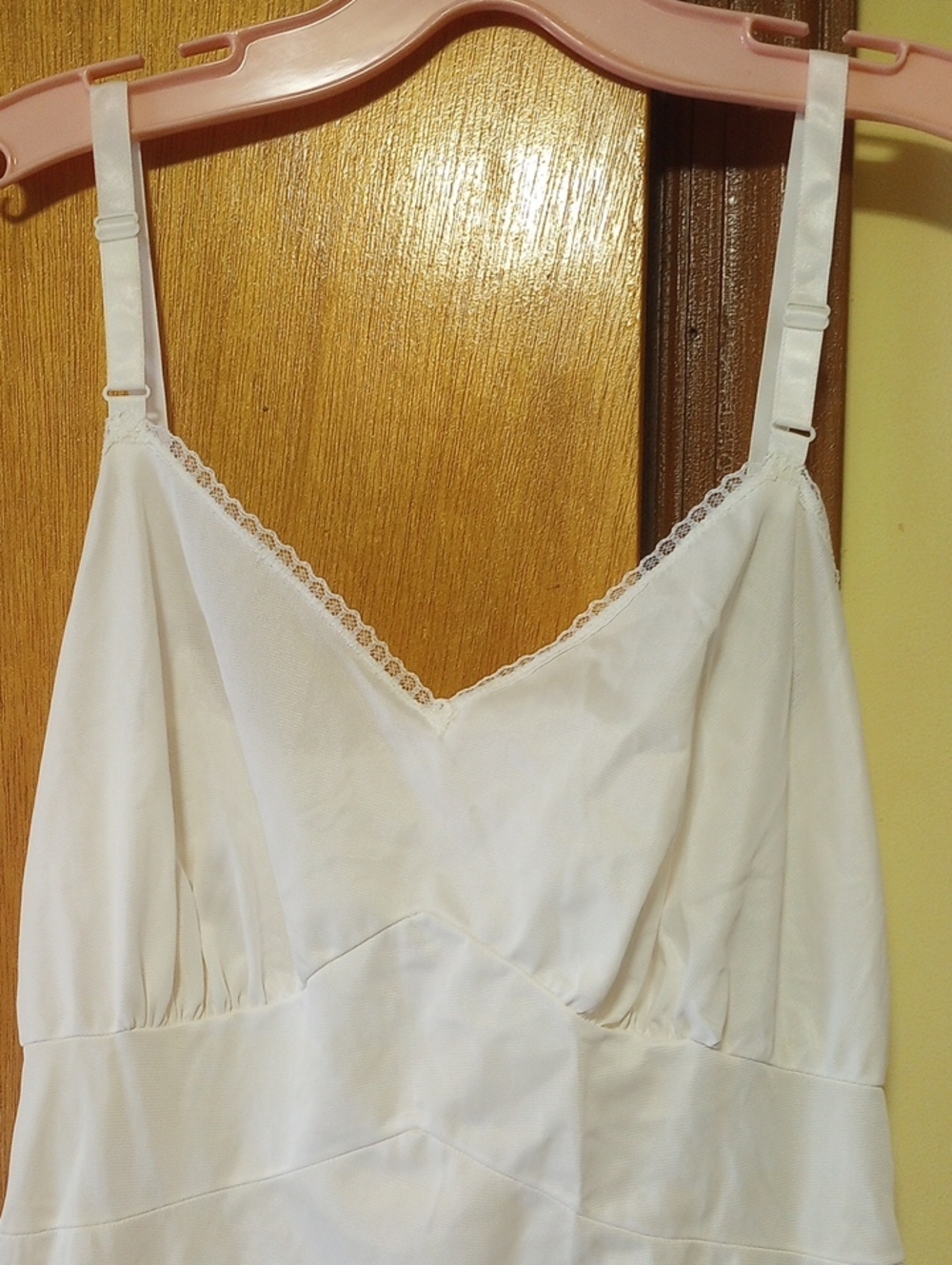 Opalaire Size 36 Full Length White Nylon & Lace Vintage Maxi Slip - Picture 2 of 5